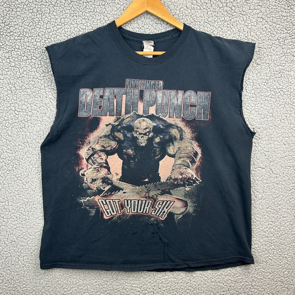 Vtg Hanes Mens Five Finger Death Punch Band Tank Top Muscle‎ Black XL